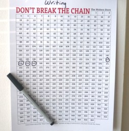 Though using the "Don't Break the Chain" calendar incorrectly, I'm counting down the last 160 pages of my novel-in-progress.