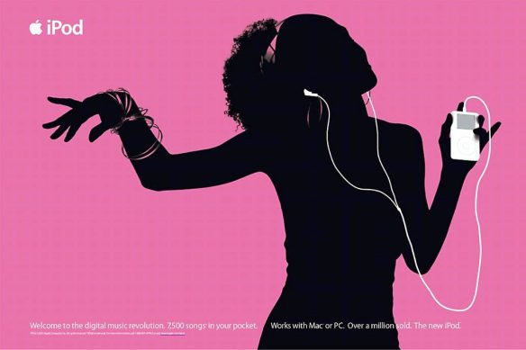 One of the iconic ads for the first generation of Apple iPods.