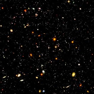 Hubble Ultra-Deep Field image of galaxies in the Fornax constellation, composited from the Hubble Space Telescope.
