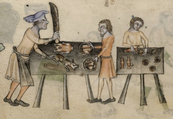Kitchen scene from the Luttrell Psalter (c.1320-40)