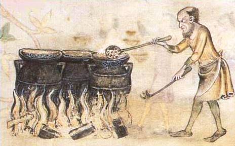Cooking scene from the Luttrell Psalter (c.1320-1340)