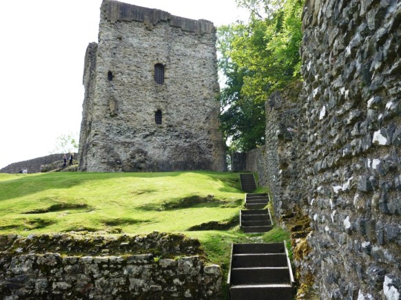 Remnants of the keep and curtain wall of Peveril Castle in Derbyshire, England