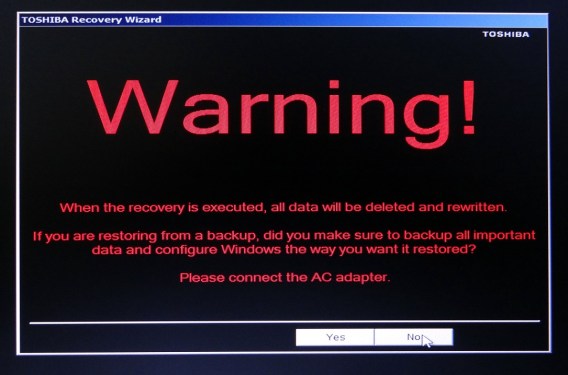 Toshiba factory reset