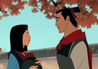 Mulan and Shang from the cartoon version of Mulan