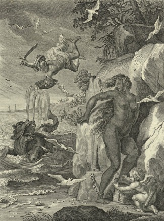 Perseus and Andromeda print by Bernard Picart print (1731) after Abraham van Diepenbeeck (1655), showing Andromeda as noticeably dark-skinned